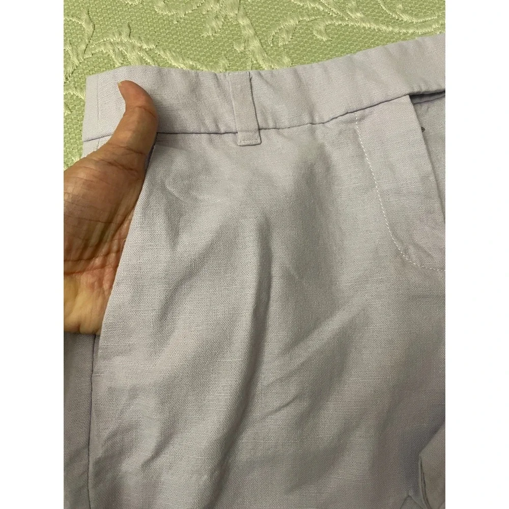J.Crew Scalloped Hem Shorts Women's Size 4  Linen‎ Blend Pull On Casual Purple
